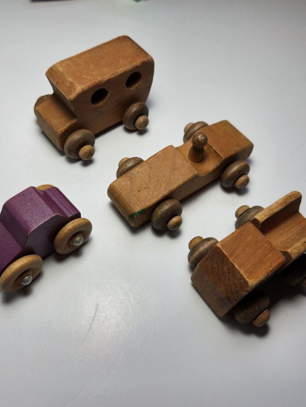 Vtg The Wooden Toy Company Canada Cars Lot 4 Handcrafted Pine Retro Wood Vehicle